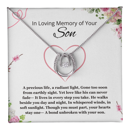 Loss Of Son Gift Necklace, Lucky in Love Gift Necklace, Memory of Son Grief, Son Remembrance Necklace Mother Sorry For Your Loss