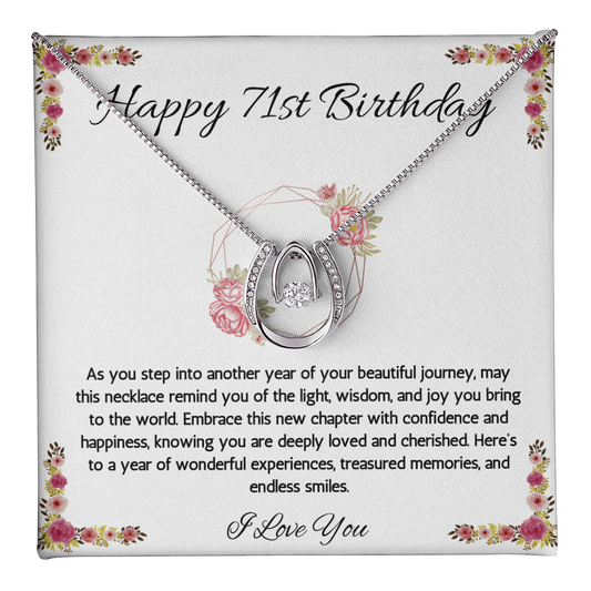 71st Birthday Women Gift Lucky in Love Message Card Necklace for Sister Mom wife Grandma Jewelry From dad Brother friend