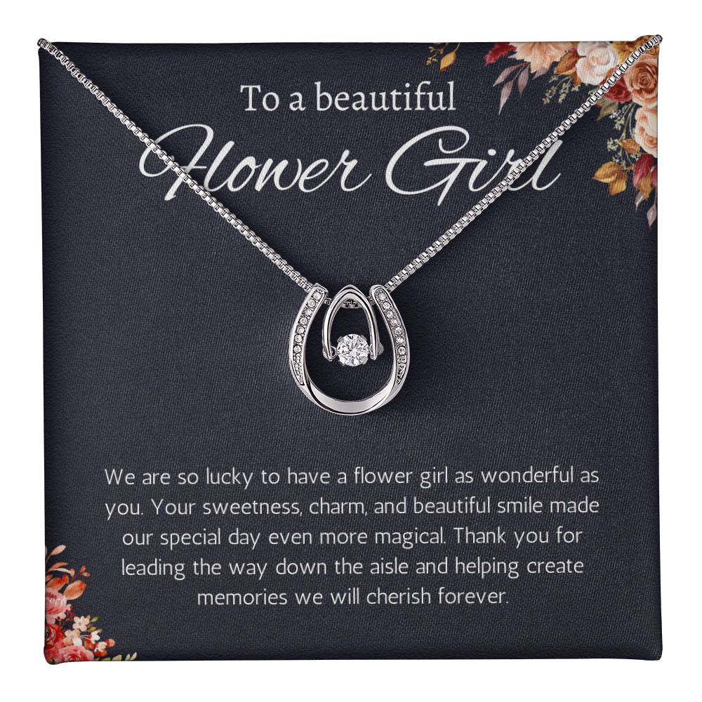 Flower Girl Gift Necklace Flower Girl Thank You Gift Flower Girl Wedding Gift Wedding Bridal Party Lucky in Love Jewelry