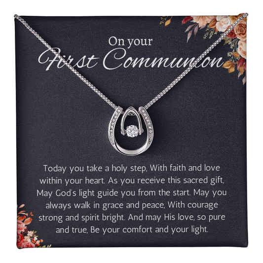 First Communion Gift Necklace, Holy Communion Gift Necklace for Daughter Sister Friend Goddaughter Holy Communion Lucky in Love Jewelry