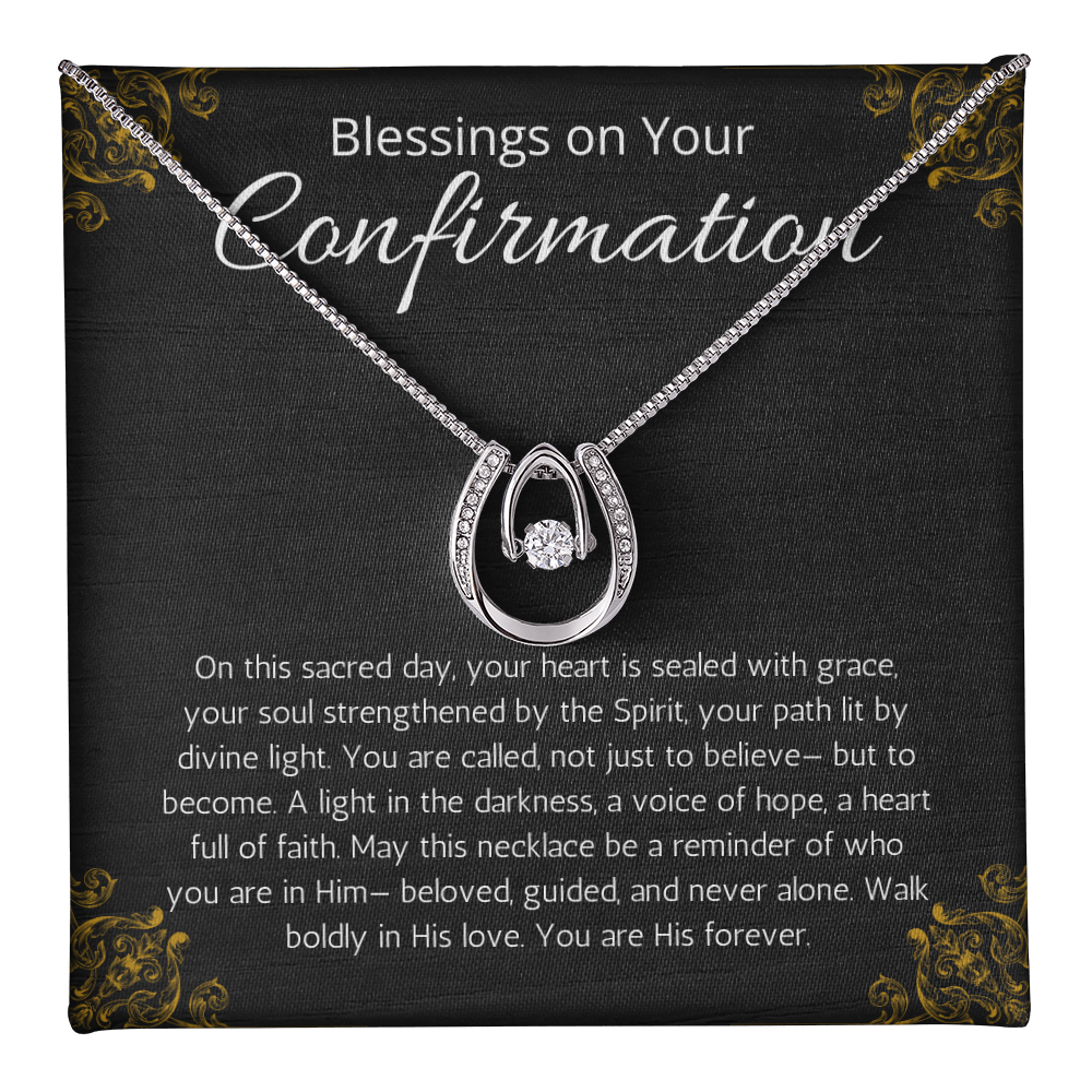 Confirmation Gift For Girls, Lucky in Love Necklace For Daughter, Meaningful Message Jewelry Christian Religious Present for Women
