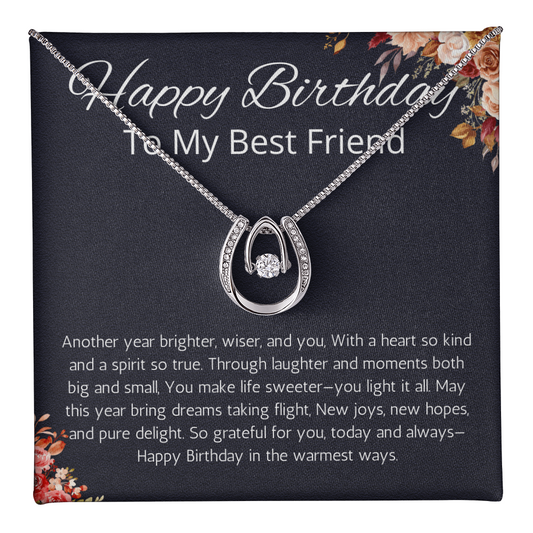 Birthday Gifts for Best Friend Gift Necklace, Birthday Gift Jewelry for BFF, Happy Birthday Friend, Lucky In Love Necklace Friend