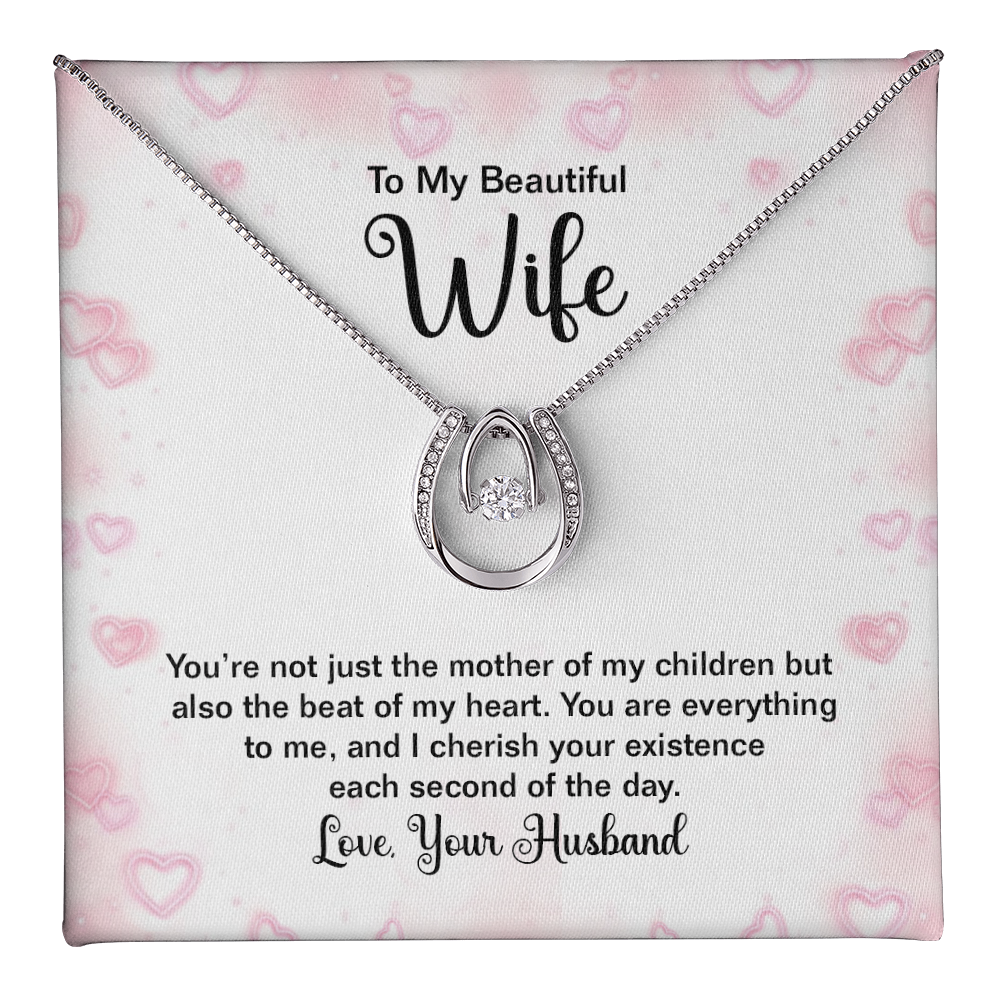To My Beautiful Wife Birthday Gift Necklace, Anniversary Gift Necklace For Wife, Gift From Husband, Christmas Gift Lucky In Love Jewelry Gift