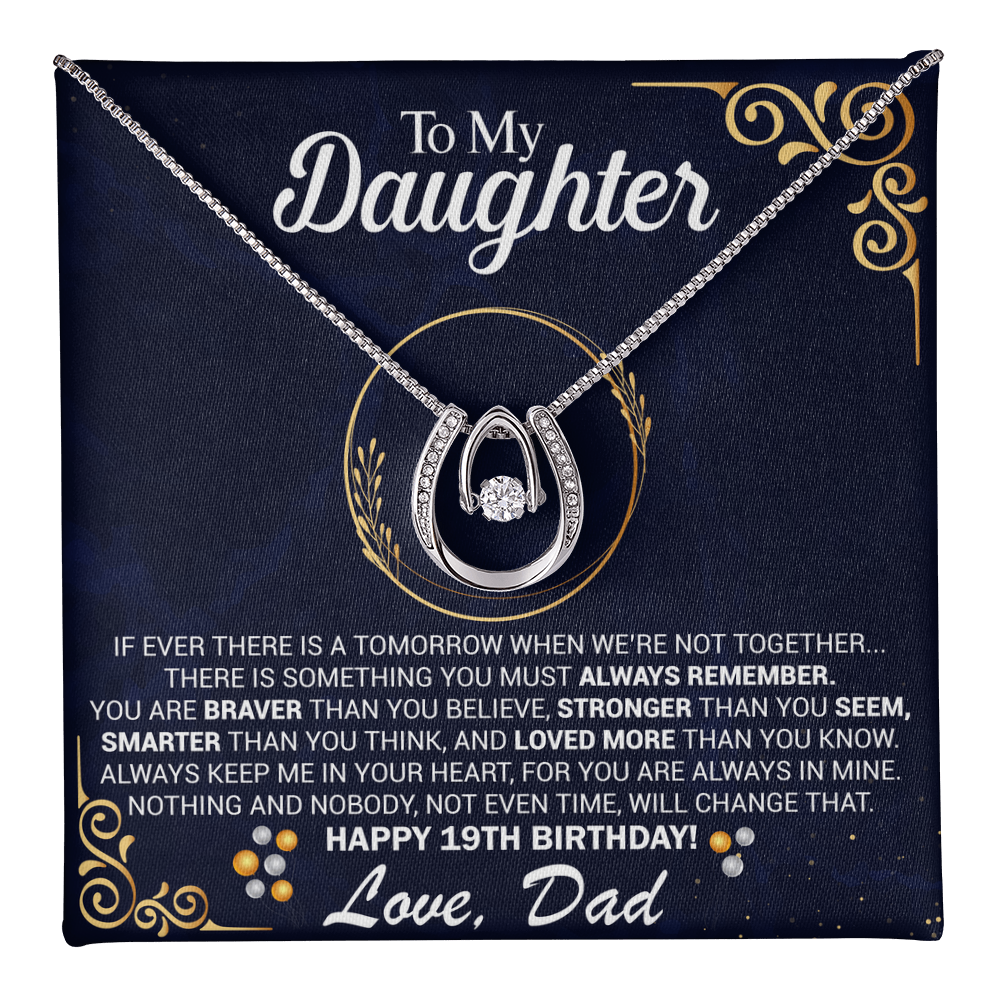 19th Birthday Daughter Gift Necklace, Gift From Dad, Lucky in Love Jewelry For 19th Birthday teen Girl, Gift for 19th Year Old Daughter from Father jewelry