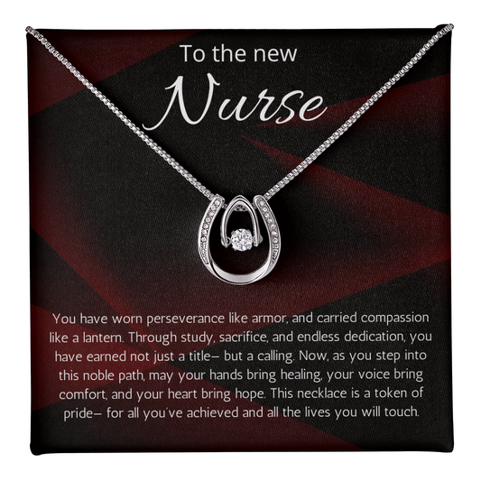 Nurse Graduation Gift, RN Necklace, Nursing Medical Student Present, Lucky In Love Jewelry