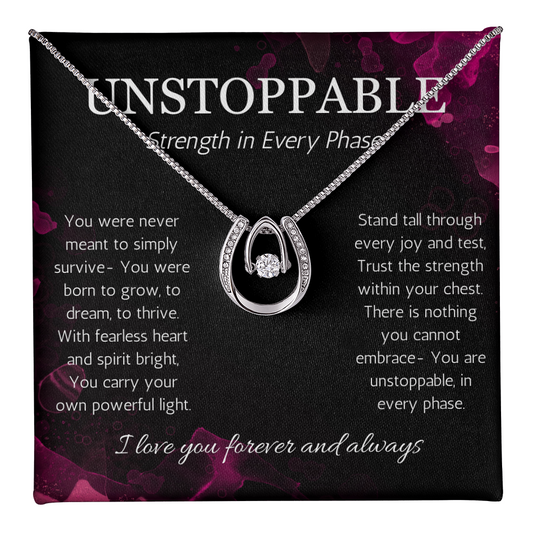 Empowerment Necklace, Resilience Necklace Unstoppable Strong Woman Jewelry Gift Lucky in Love Present
