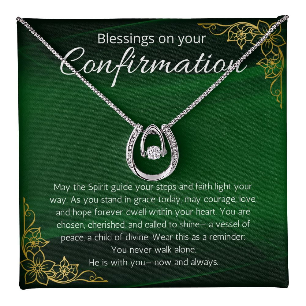 Confirmation Gift For Girls, Christian Religious Present for Women Lucky in Love Necklace For Daughter, Meaningful Message Jewelry