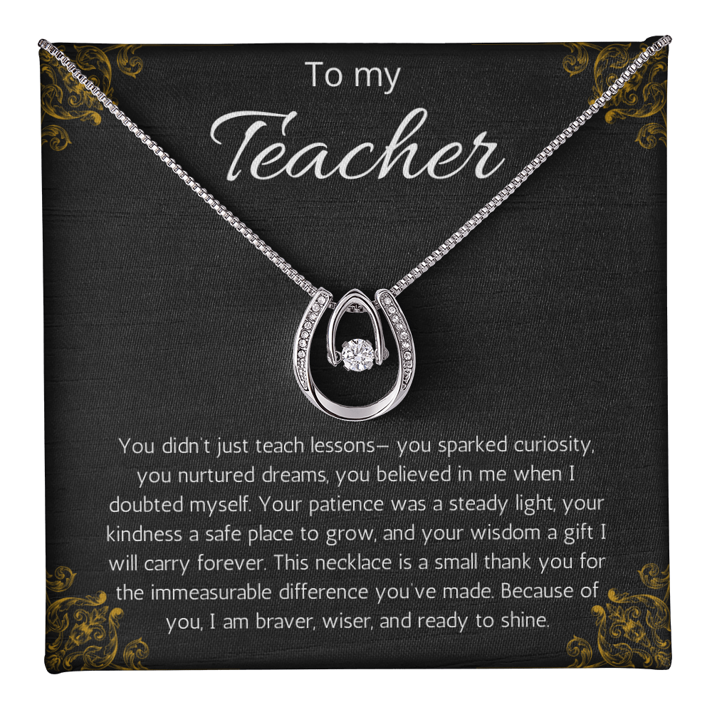 Teacher Gift Appreciation Present Lucky in Love Necklace, Thank you Present from Students, End of class, Farewell Jewelry