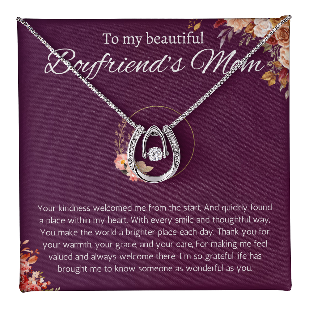 Boyfriends Mom Gift Necklace, Gift for Boyfriends mom From Girlfriend Jewelry Lucky in Love Present