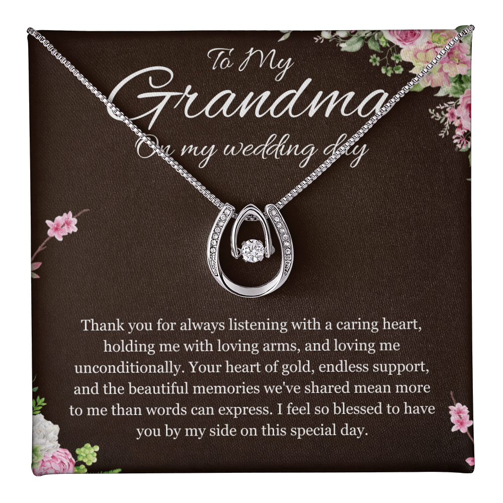 Grandmother of the Bride Gift Necklace Gift to Grandma on Wedding Day Bride Jewelry Lucky  Love Present