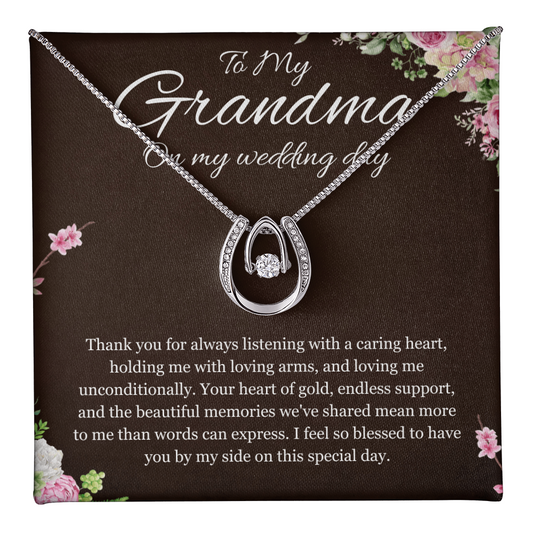 Grandmother of the Bride Gift Necklace Gift to Grandma on Wedding Day Bride Jewelry Lucky  Love Present