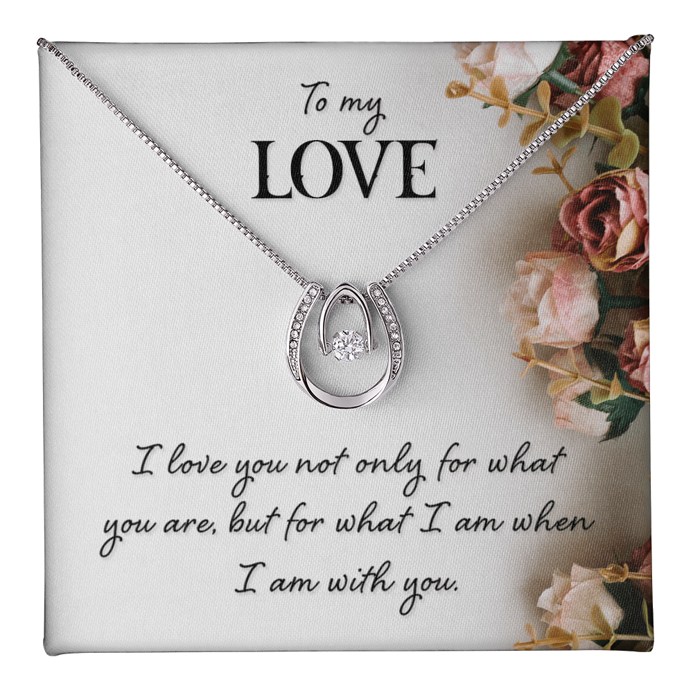 To My Love Gift Necklace, Lucky In Love Gift Necklace For Girlfriend, Wife, Mom, Birthday, Anniversary Gift For Soulmate, Gift Jewelry