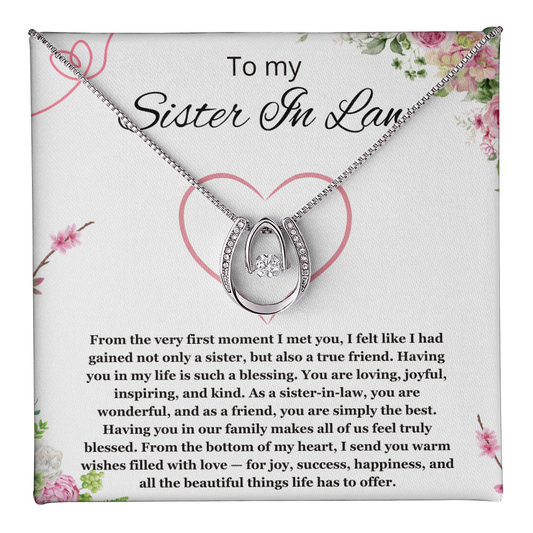 Sister in Law Jewelry Sister-in-Law Birthday Gift for Sister in Law Gift from Bride Wedding Birthday Lucky in Love Necklace