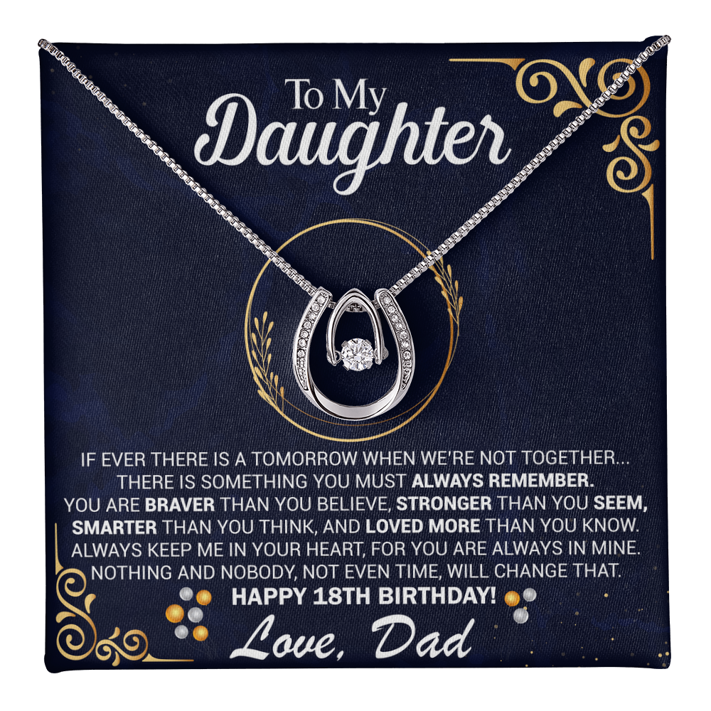 18th Birthday Daughter Gift Necklace, Gift From Dad, Lucky in Love Jewelry For 18th Birthday teen Girl, Gift for 18th Year Old Daughter from Father jewelry