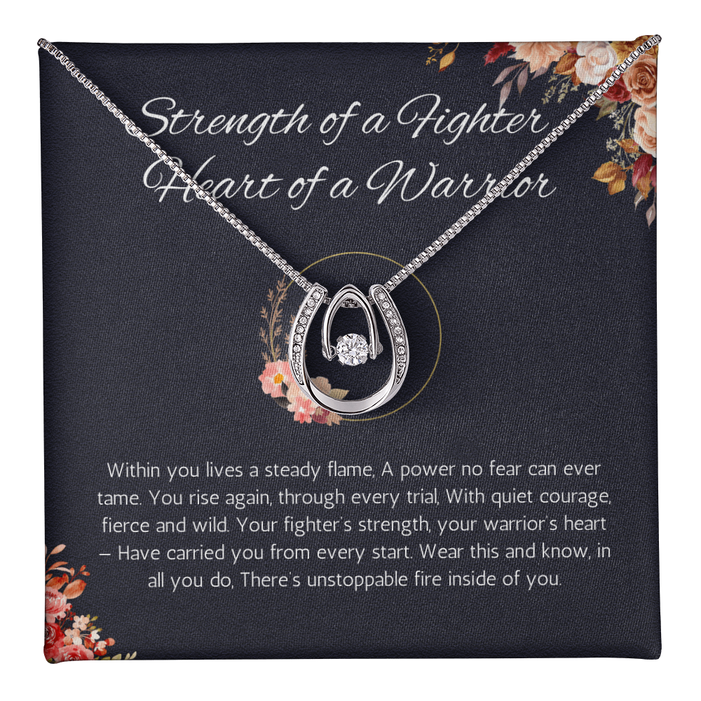 Warrior Gift Necklace, Lucky In Love Strength Gift, Survivor Gift For Grief, New Beginnings Encouragement Gift Necklace