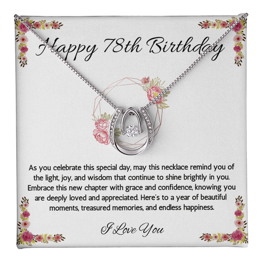 78th Birthday Women Gift Lucky in Love Message Card Necklace for Sister Mom wife Grandma Jewelry From dad Brother friend