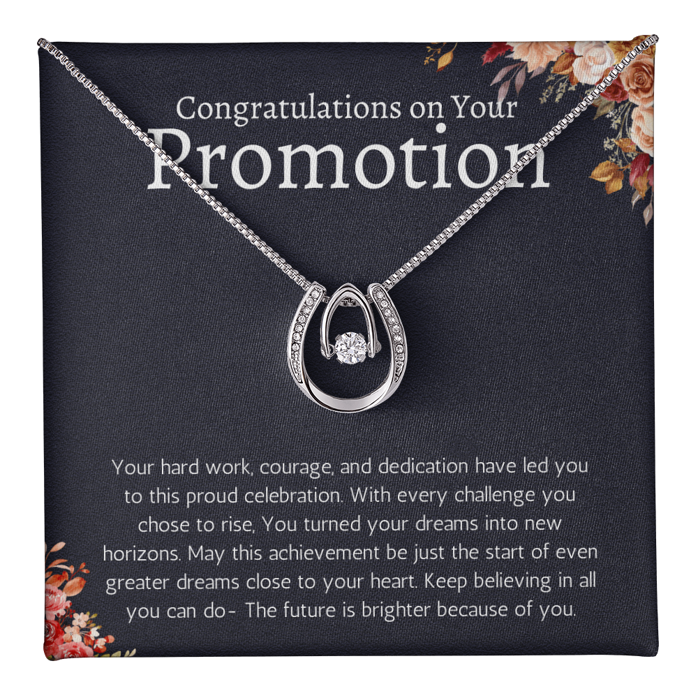 Job Promotion Gifts Necklace for Women Congratulations Gift for Coworker, Boss, Friend or Family Lucky in Love Jewelry