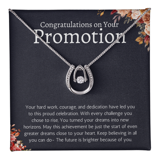 Job Promotion Gifts Necklace for Women Congratulations Gift for Coworker, Boss, Friend or Family Lucky in Love Jewelry