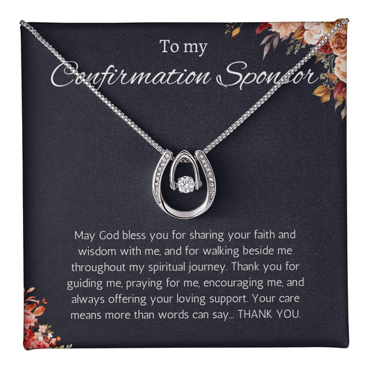 Confirmation Sponsor Gift for Women, Catholic Sponsor Gifts Thank you Gift Sponsor Confirmation Lucky In Love Jewelry Necklace