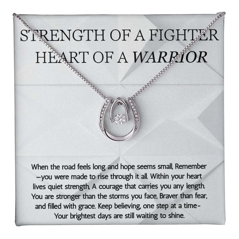 Warrior Lucky in Love Necklace, Strength of a Fighter Jewelry, Encouragement Gift
