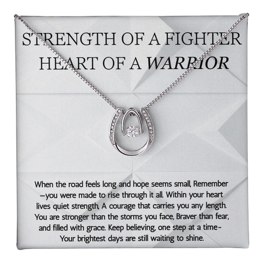 Warrior Lucky in Love Necklace, Strength of a Fighter Jewelry, Encouragement Gift