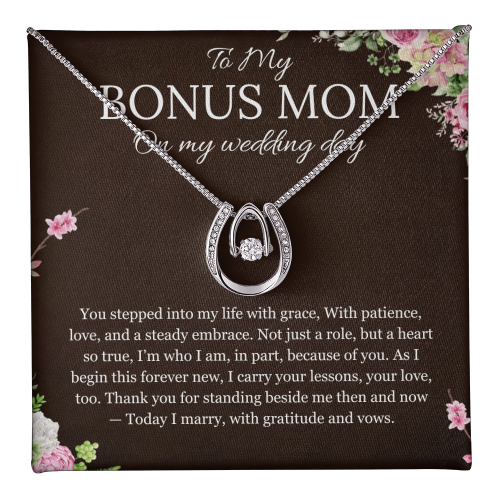 Bonus Mom Gift Necklace from Bride Step Mother Wedding Gift From bride Lucky in Love Gift Necklace From Bride to Stepmom from Stepdaughter