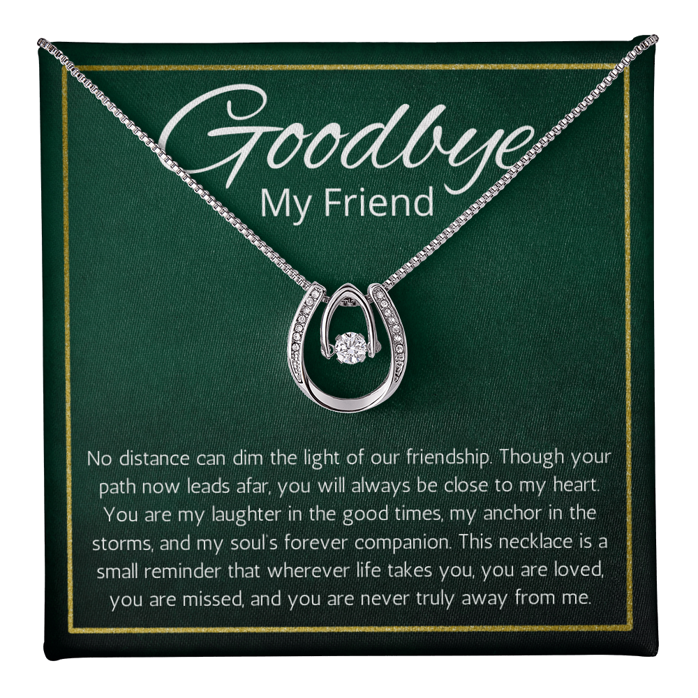 Going Away Gift for Friend Moving farewell Necklace Lucky in Love Jewelry BFF Bestie Goodbye Present