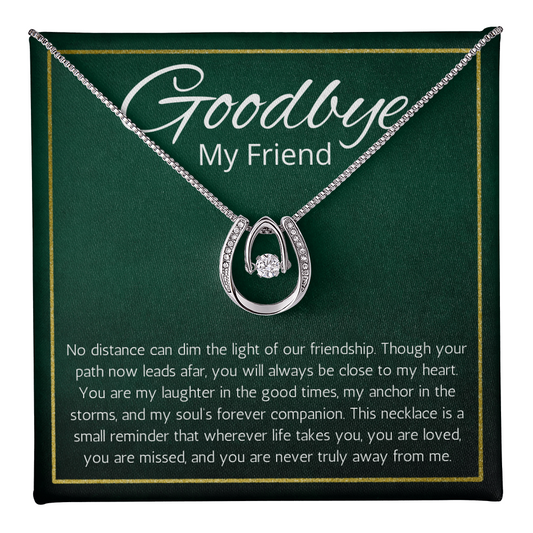 Going Away Gift for Friend Moving farewell Necklace Lucky in Love Jewelry BFF Bestie Goodbye Present
