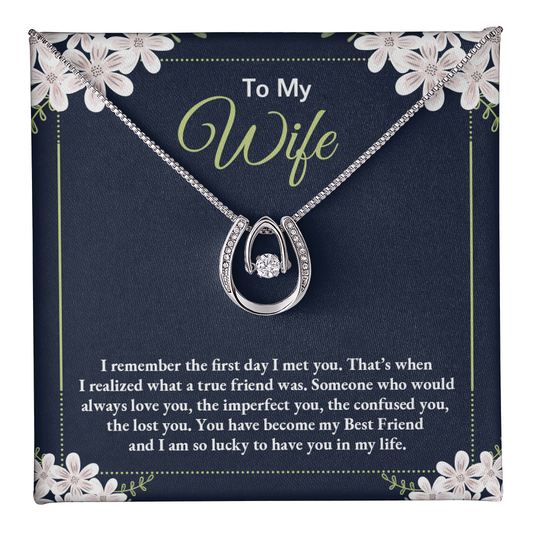 Wife My True Friend Gift Necklace, Birthday Gift Necklace For Wife, Lucky In Love Gift Necklace For Wife, Anniversary, Valentines Gift from Husband