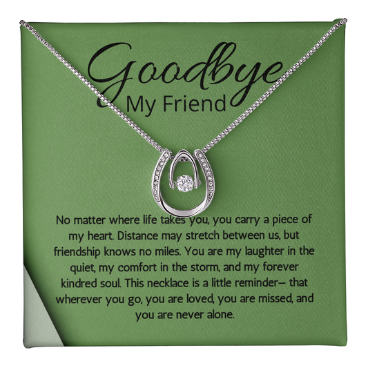 Farewell Necklace for Friend Moving Goodbye Present Lucky In Love Jewelry BFF Bestie Going Away Gift