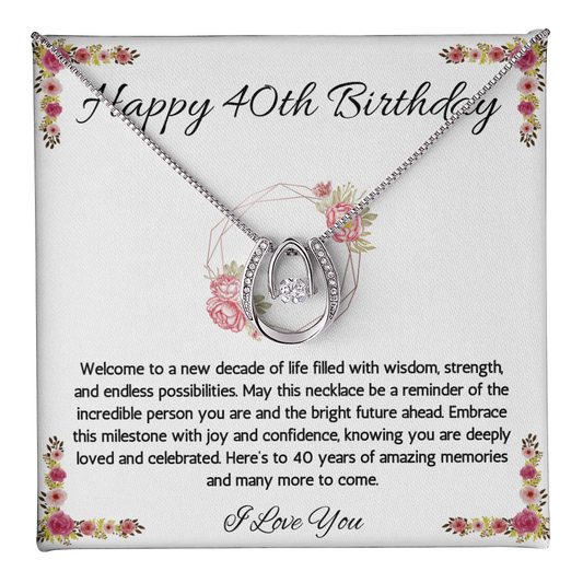 40th Birthday Women Gift Lucky in Love Message Card Necklace for Daughter Sister Mom wife Jewelry From dad Brother friend