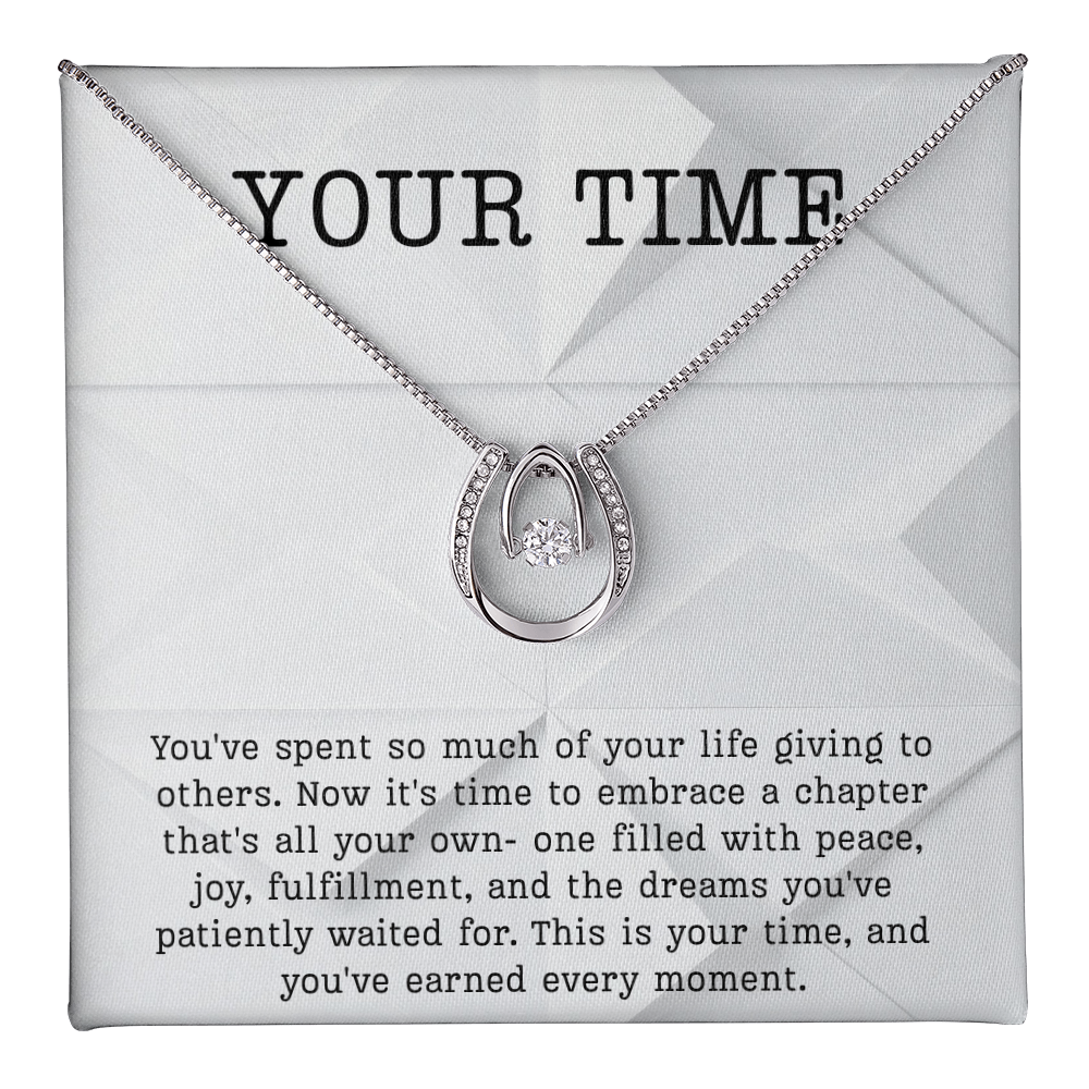 Retirement Gift necklace your time meaningful Gift Retiring celebration Lucky in Love Jewelry
