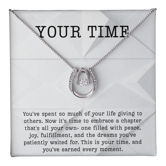 Retirement Gift necklace your time meaningful Gift Retiring celebration Lucky in Love Jewelry