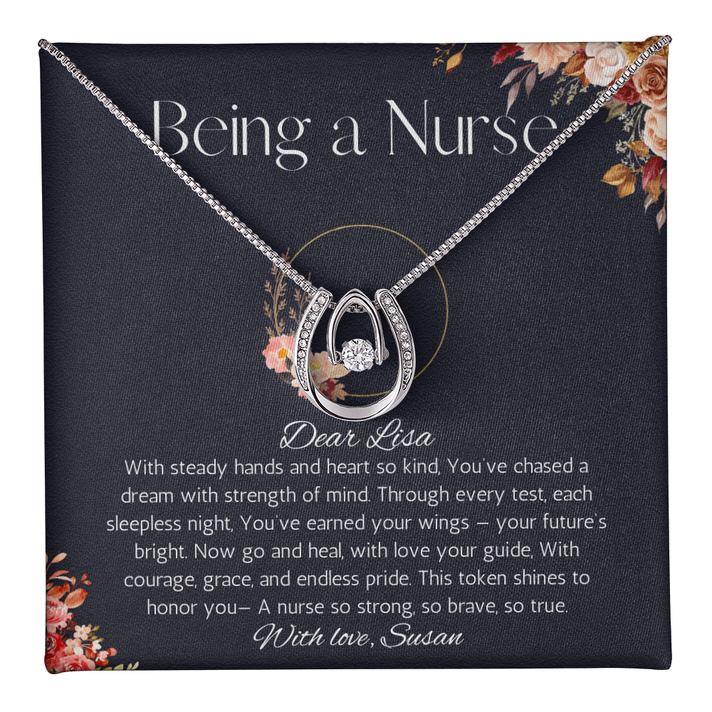 Registered Nurse Gift Necklace, Personalized Lucky in Love Jewelry For Nurse, Graduation Gift For Nurse, Nursing Student Gift, RN Gift Necklace