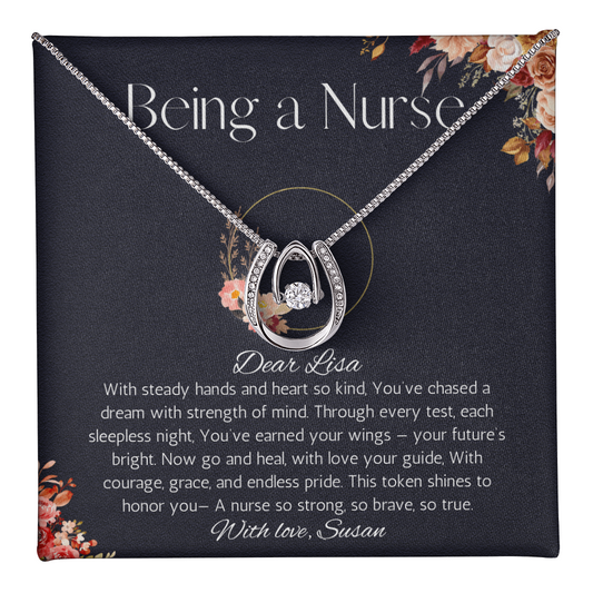 Registered Nurse Gift Necklace, Personalized Lucky in Love Jewelry For Nurse, Graduation Gift For Nurse, Nursing Student Gift, RN Gift Necklace
