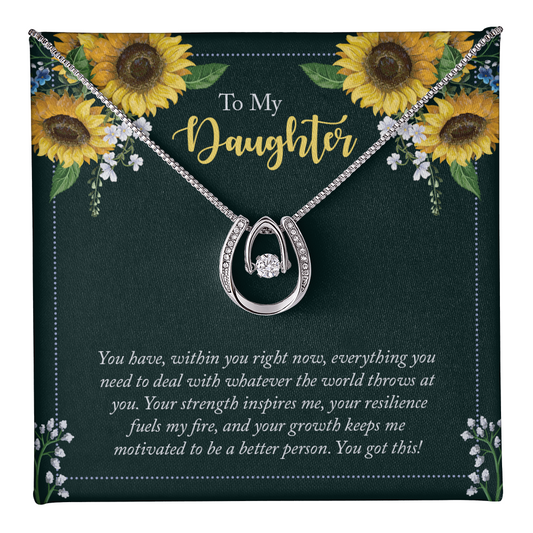 Daughter Gift Necklace, Birthday Gift Necklace, Motivation Gift, From Dad, Mom, Graduation Gift, Lucky In Love Necklace For Daughter, Christmas Gift