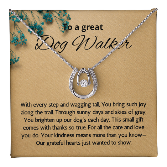 Dog Walker Gift Necklace, Lucky in Love Gift Necklace for Dog Walker, Pet Sitter Gift, Thank you gift, Appreciation Gift for Dog Walker