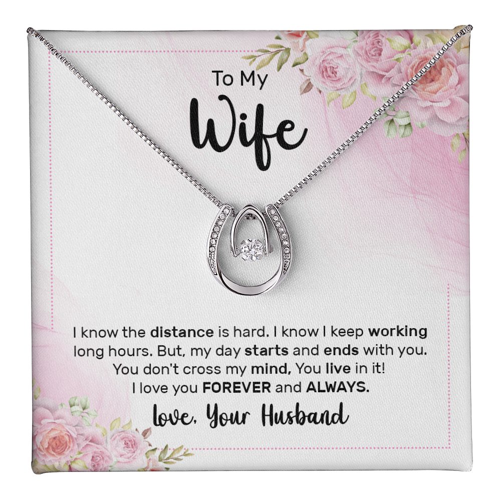 To My Wife Birthday Lucky In Love Gift Necklace, Anniversary Gift Necklace For Wife, Soulmate Valentines Day Gift From Husband Jewelry