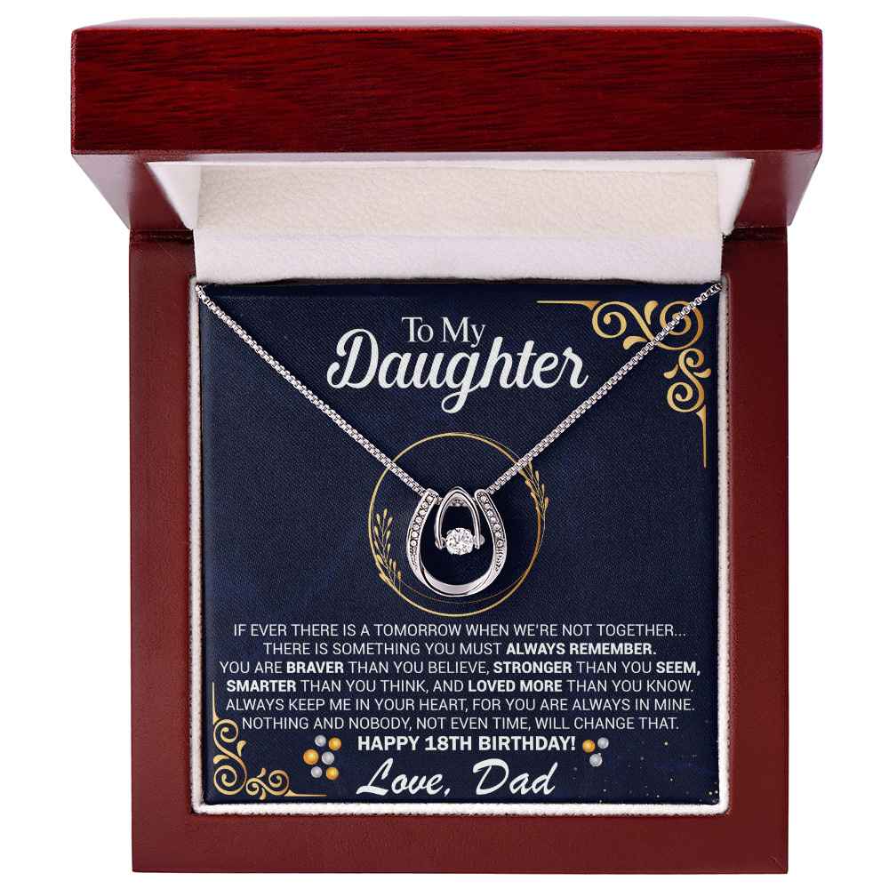 18th Birthday Daughter Gift Necklace, Gift From Dad, Lucky in Love Jewelry For 18th Birthday teen Girl, Gift for 18th Year Old Daughter from Father jewelry