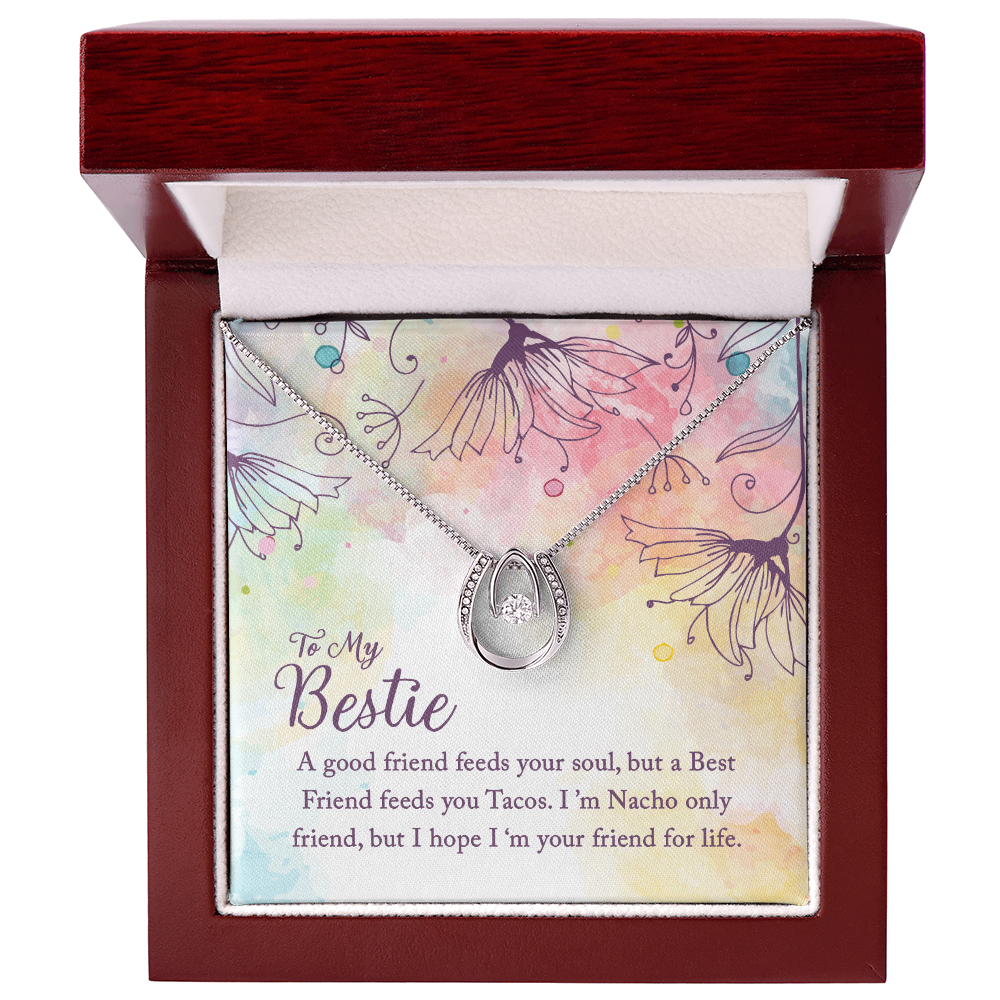 To my Bestie-A good friend feeds your soul, Best Friend Gift Necklace, BFF Gift, Lucky In Love Gift Necklace, Friend Birthday Gift Necklace