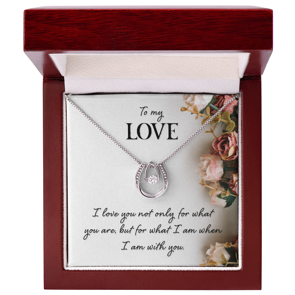 To My Love Gift Necklace, Lucky In Love Gift Necklace For Girlfriend, Wife, Mom, Birthday, Anniversary Gift For Soulmate, Gift Jewelry