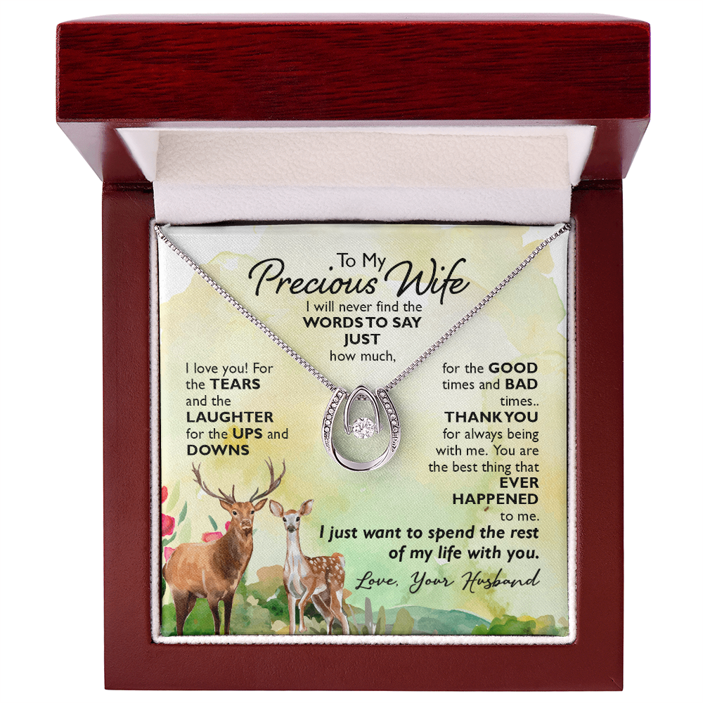 To My Precious Wife Gift Necklace for Birthday Lucky In Love Necklace, Anniversary Gift Jewelry For Wife, Soulmate From Husband, Valentines Day