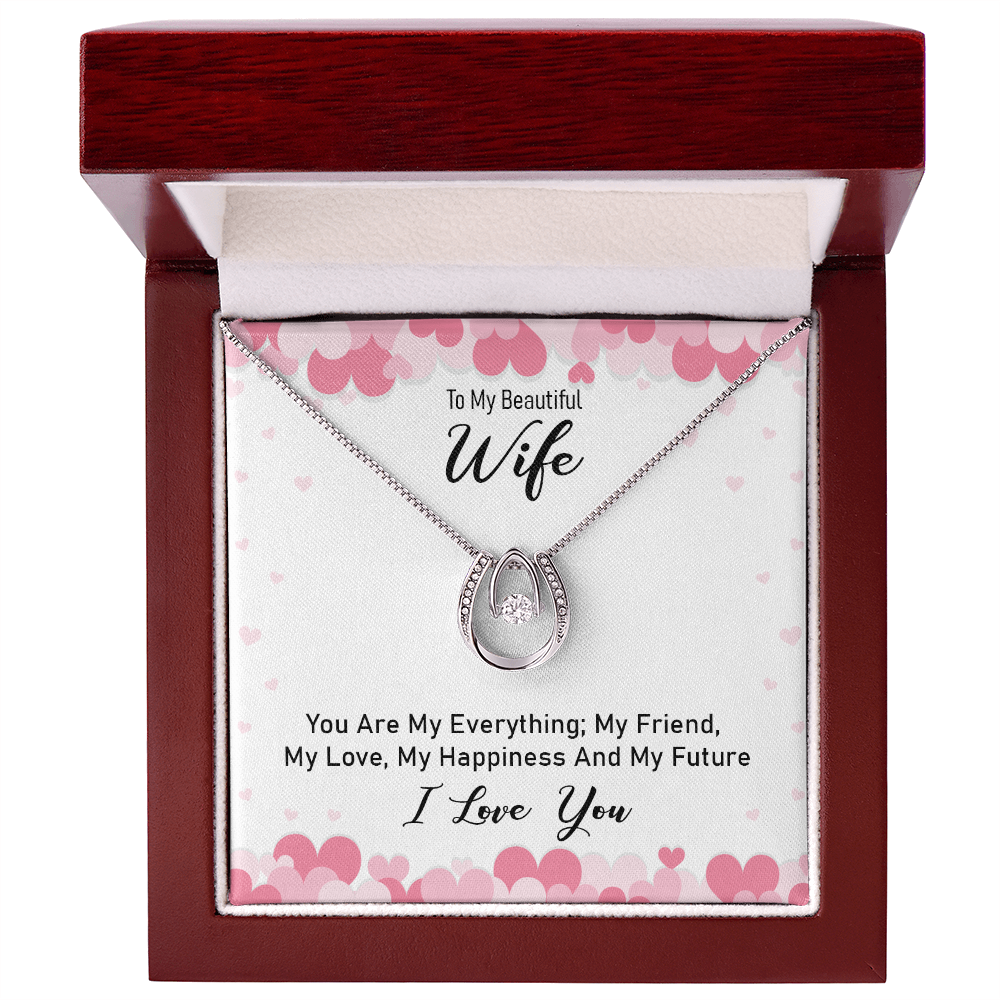 To My Beautiful Wife Lucky In Love Gift Necklace For Anniversary, Birthday Gift Necklace For Wife, Gift From Husband, Birthday Gift Jewelry