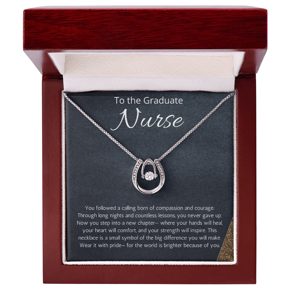 Nurse Graduation Gift, RN Necklace, Nursing Medical Graduate Student Present, Lucky In Love Jewelry