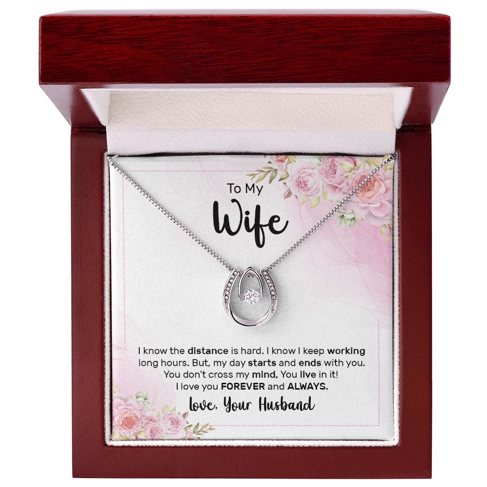 To My Wife Birthday Lucky In Love Gift Necklace, Anniversary Gift Necklace For Wife, Soulmate Valentines Day Gift From Husband Jewelry