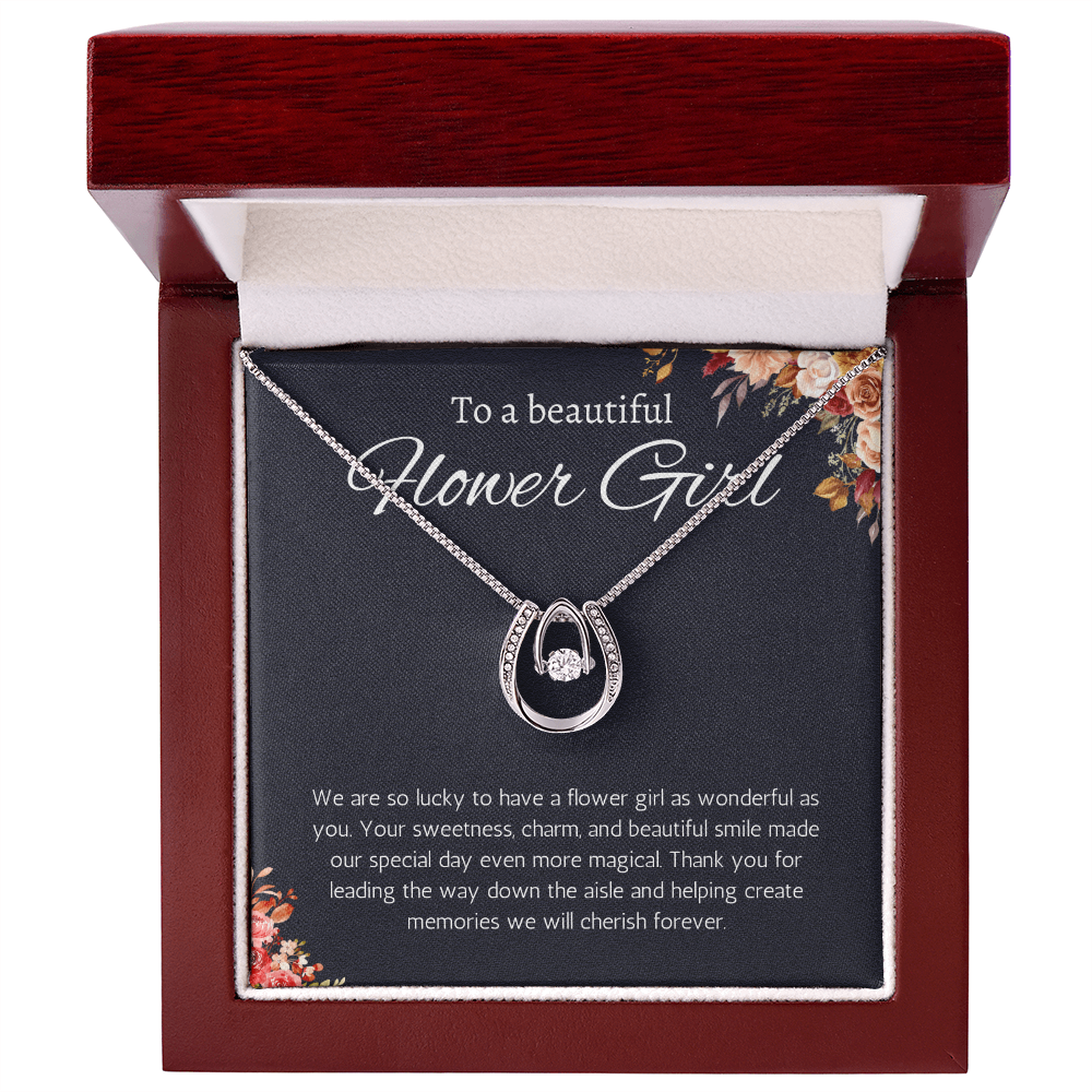 Flower Girl Gift Necklace Flower Girl Thank You Gift Flower Girl Wedding Gift Wedding Bridal Party Lucky in Love Jewelry
