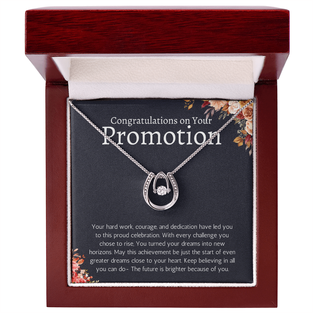 Job Promotion Gifts Necklace for Women Congratulations Gift for Coworker, Boss, Friend or Family Lucky in Love Jewelry