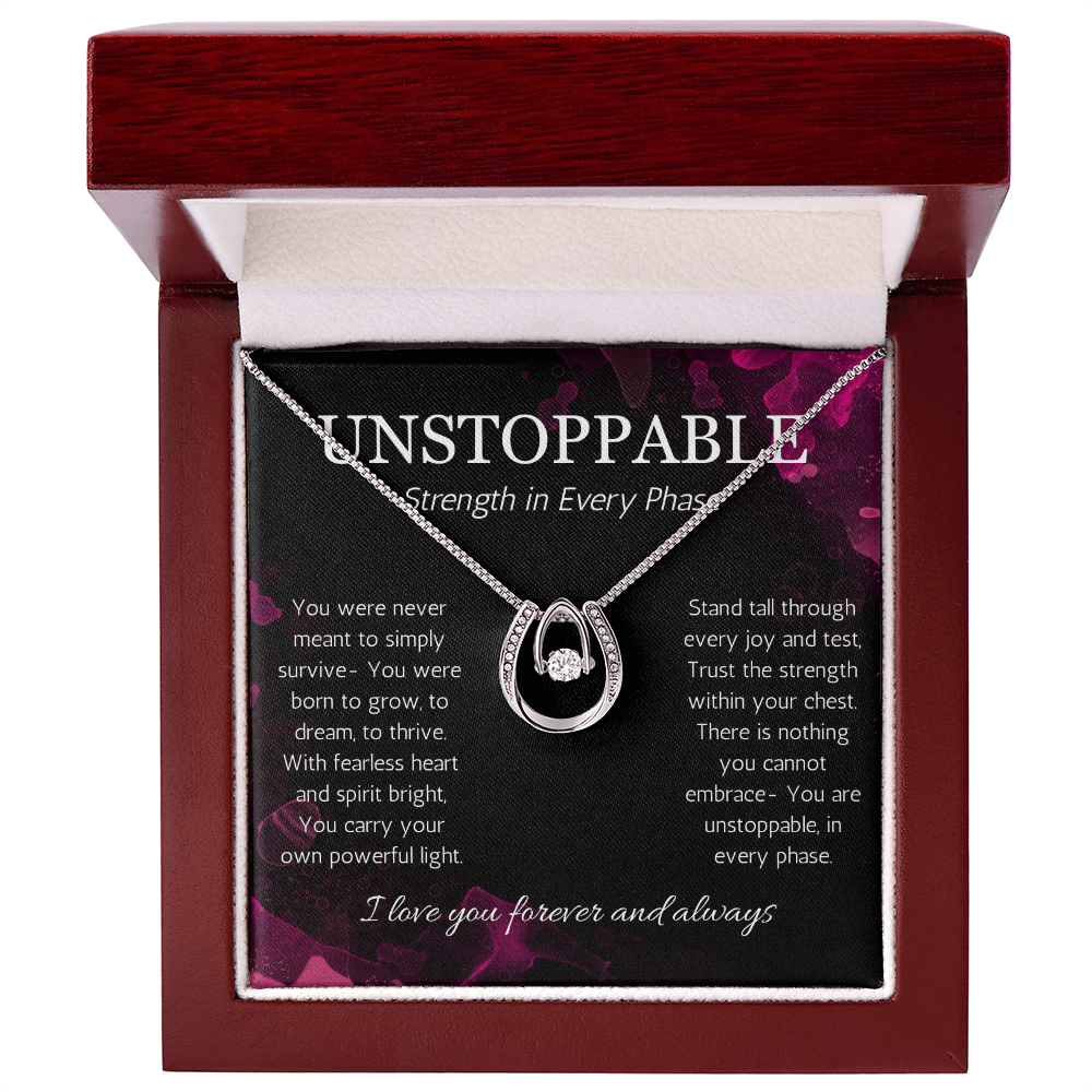 Empowerment Necklace, Resilience Necklace Unstoppable Strong Woman Jewelry Gift Lucky in Love Present