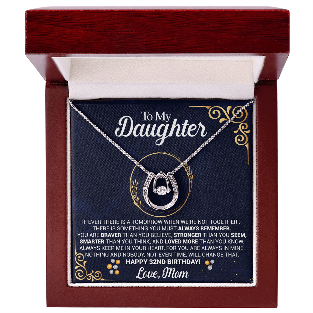 32nd Birthday Daughter Gift Necklace, Gift From Mom, Lucky in Love Necklace For 32nd Birthday Daughter Girl, Gift for 32nd Year Old Daughter from Mother jewelry