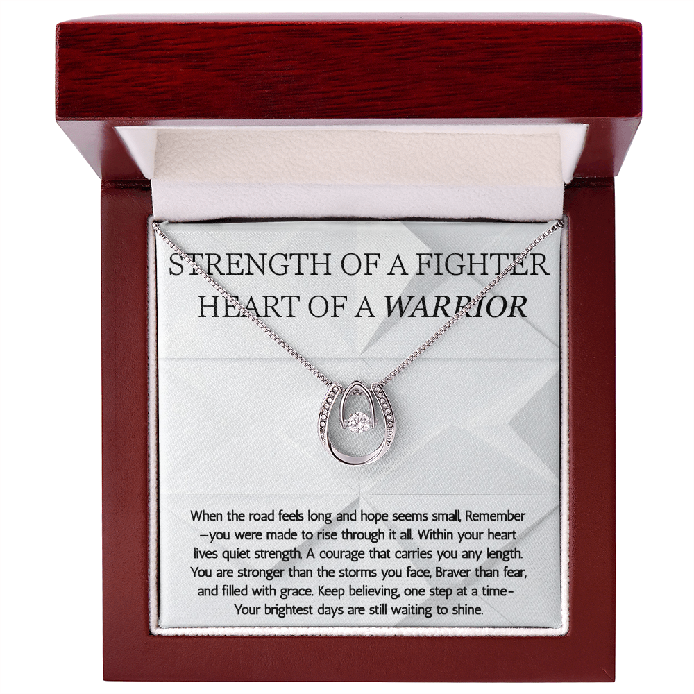Warrior Lucky in Love Necklace, Strength of a Fighter Jewelry, Encouragement Gift